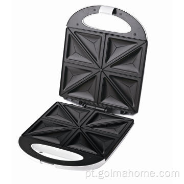 4 fatias sandwich fabricante com capa de aço inoxidável grill sanduíche fabricante de waffle com placa destacável